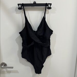 Black One-Piece Swimsuit with Mesh Cut Outs